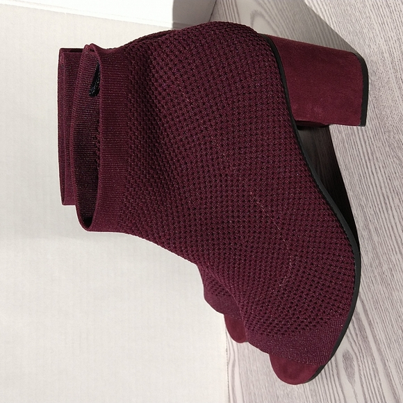 Peep Toe knit Elastic Sock Ankle heel Booties size 10 - Picture 5 of 10